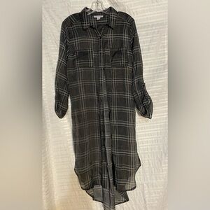 FAVLUX Black and White Plaid Casual Shirt, Cover-up size L